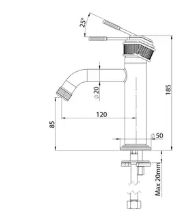 Kúpeľňové batérie SAPHO - VERSI stojanková umývadlová batéria, bronz RV002/18