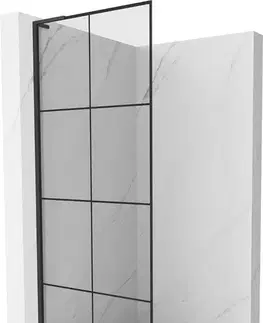 Sprchové dvere MEXEN/S - Kioto L Sprchová zástena WALK-IN 80 x 200, čierny vzor, čierna 800-080-103-70-77