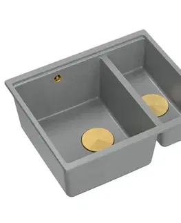 Kuchynské drezy Quadron Quadron - Granitový drez Logan 150 Grey Metallic Oceľ HCQL5646U5-BS_U