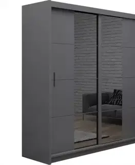 Šatníkové skrine Skriňa Porto 203 grafit/zrkadlo