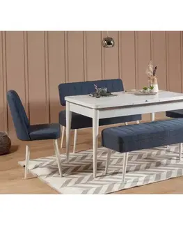 Jedálenské sety Jedálenský set s rozkladacím stolom a stoličkami (5 kusov) Vina 1048 - 4 - White, Dark Blue