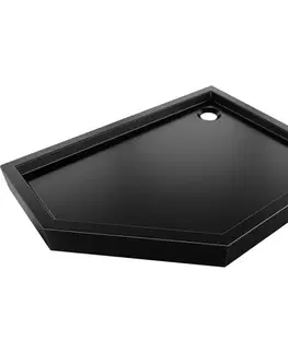 Vane MEXEN - Flow+ päťboká sprchová vanička pravá 100 x 90, čierna mat 46P709010RH
