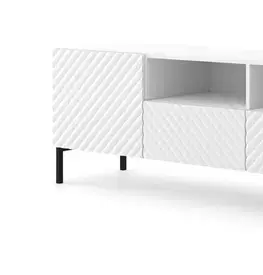 TV stolíky ArtBm Tv stolík SURF 200 | 2D2S Prevedenie: Biely mat / zlaté nohy