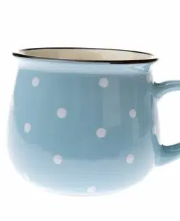 Hrnčeky a šálky Keramický hrnček s bodkami 770 ml, sv. modrá