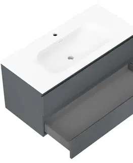 Kúpeľňový nábytok MEXEN/S - Orio kúpeľňová skrinka 100 cm s umývadlom Vela, 2 zásuvky, grafit mat/biela mat 91A10-10047-2-BFF66-W23M01