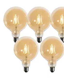 LED osvetlenie Sada 5 ks E27 3-stupňová stmievateľná LED lampa zlatá G125 4W 450lm 2700K