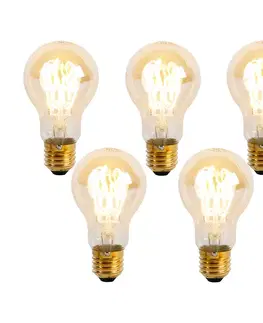 LED osvetlenie Sada 5 stmievateľných LED špirálových žiaroviek E27 A60 Goldline 4W 270 lm 2200K