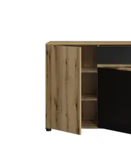 Komody ArtExt Komoda CAMINO 3D2S | dub evoke/čierna aksamit