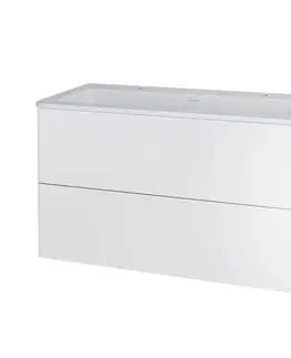 Kúpeľňový nábytok Mereo Siena, kúpeľňová skrinka s umývadlom z liateho mramoru 101 cm, biela lesk CN412M2