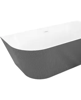 Vane MEXEN/S - Oris voľne stojaca vaňa nástenná reliéf 170 x 80, biela/sivá, sifón a prepad biela 52871708062-20