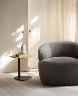 Lounge kreslá DELIFE Lounge kreslo Nova 88x88 cm bouclé mäkký tmavobéžová