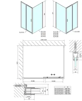 Sprchové dvere POLYSAN - EASY obdĺžniková sprchová zástena 1500x800 L/P varianta EL1515EL3215
