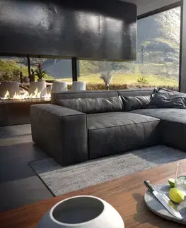 Rohové sedacie súpravy DELIFE Rohová pohovka Sirpio XL 270x170 cm imitácia kože vintage antracitová variabilné ležadlo