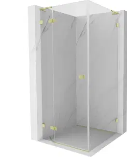 Sprchovacie kúty MEXEN/S - Lunar L sprchový kút dvere krídlové ľavá 70 x 70, transparent, zlato kefovaná 834L-070-070-55-00-L