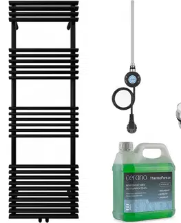 Doplnky do kúpeľne CERANO - Kúpeľňový elektrický radiátorový set Luigi - WIFI - 600W - čierna matná - 1600x500 mm CER-978847