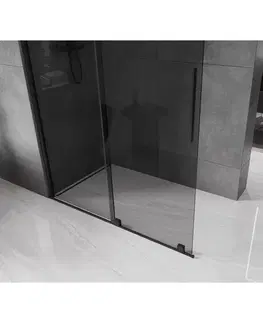 Sprchové dvere MEXEN/S - Velar Sprchová zástena posuvná Walk-in 160 x 200, grafit 8 mm, čierna 871-160-000-43-70