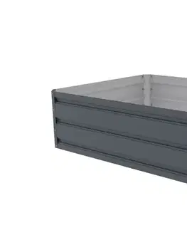 Kvetináče a truhlíky Vyvýšený záhon pozinkovaný plech sivá Rojaplast
