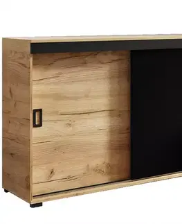 Komody do spálne Komoda Retro 140 Craft/Čierna + Rukoväte Biely I Čierna