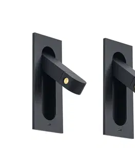 Nástenné osvetlenie Sada 2 moderných nástenných svietidiel čierna vrátane LED a portu USB-C - Hilton