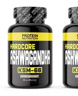 Anabolizéry a NO doplnky 1+1 Zadarmo: Hardcore Ashwagandha - Protein Nutrition 100 kaps. + 100 kaps.