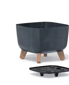 Kvetináče a truhlíky NABBI DGQL240E plastový kvetináč na nožičkách 24 cm antracit