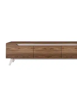 TV stolíky DINO televízny stolík na nožičkách, biela/orech