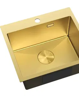 Kuchynské drezy MEXEN MEXEN - Solix oceľový drez 1-bowl 500 x 450 mm, zlatá 6402501000-55