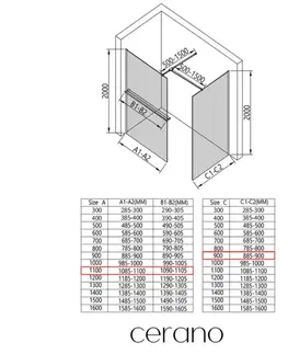 Držadlá k vani CERANO - Sprchová zástěna Walk-in Onyx T L/P - 10 mm - hranatá vzpěra + polička/držák na ručníky - černá matná, grafitové sklo - 110x90x200  CER-8050BD9472