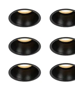 Zapustené svietidlá Sada 6 vstavaných bodových svetiel čiernych GU10 50 mm IP44 - Dept