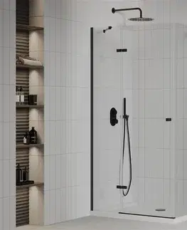 Vane MEXEN/S - Roma sprchovací kút 80x110, transparent, čierna + biela vanička so sifónom 854-080-110-70-00-4010B