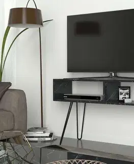 TV stolíky ALINA úzky TV stolík, čierny mramor