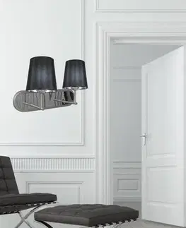 Nástenné svetlá Dvojitá saténová nástenná lampa + čierne tienidlo 2x60W Milonga