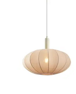 Závesné svietidlá Japandi závesná lampa béžová s látkovým tienidlom - Bida
