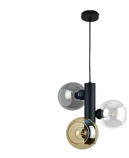 Svietidlá Keter Lighting Luster na lanku TUBE 3xE27/60W/230V čierna/dymová čierna/dymová béžová/číra 1937