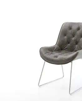 Jedálenské stoličky DELIFE Jedálenská stolička Taimi-Flex mikrovlákno sivá vintage tenká podstava nerezová oceľ