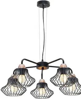 Stropná svetla Závesná stropná lampa 5x60W E27 čierna Alen
