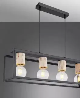 Lampy nad stôl do jedálne Lampa 15476-4H čierna-zlatá LS4