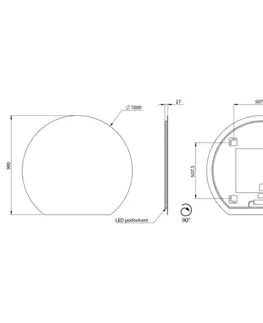 Kúpeľňové zrkadlá SAPHO - DARA CUT LED podsvietené zrkadlo 20W, ø 100x90cm, vykurovacia fólia 34900CI