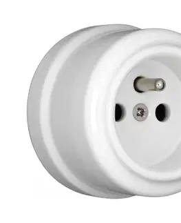 Predlžovacie káble Elhard - Nástenná keramická retro domová zásuvka 230V biela KN2000W
