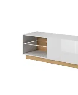 TV stolíky ArtLas TV stolík ARTENS 187 s LED | dub grandson/biely lesk