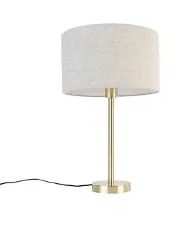 Stolné lampy Klasická stolová lampa mosadzná so svetlosivým tienidlom 35 cm - Simplo