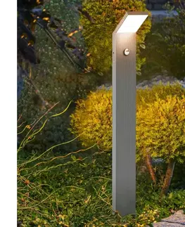 LED osvetlenie BRILAGI - LED vonkajšia lampa so senzorom RIANO LED/8W/230V strieborná IP65 80 cm WO-HR60143-800-OEM-SA