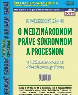 Zákony, zbierky zákonov Novelizovaný zákon o medzinárodnom práve súkromnom a procesnom