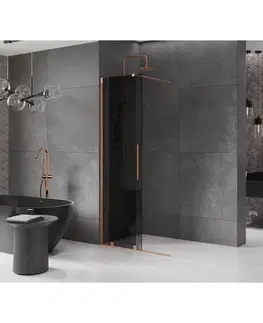 Sprchové dvere MEXEN/S - Velar Sprchová zástena posuvná Walk-in 85 x 200, grafit 8 mm, meď kartáčovaná 871-085-000-43-65
