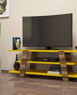 TV stolíky TV stolík Flower - Walnut, Yellow
