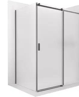 Sprchovacie kúty CERANO - Sprchovací kút Santoro - pravá - 6 mm - čierna matná, mliečne sklo - 100x100 - posuvný CER-665740