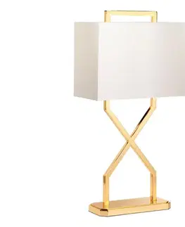 Lampy Elstead CROSS-TL-IVORY - Stolná lampa CROSS 1xE27/60W/230V zlatá/biela CROSS-TL-IVORY