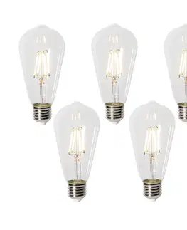 LED osvetlenie Sada 5 stmievateľných LED žiaroviek E27 ST64 číra 5W 600 lm 2700K