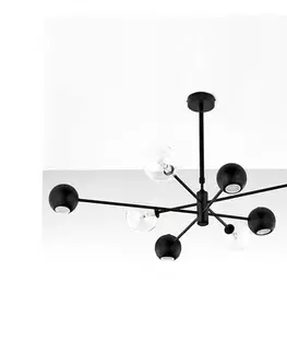 Svietidlá Jupiter 1996 - Luster na tyči MOKA 4xGU10/10W/230V + 4xG9/10W/230V čierna/číra 1996