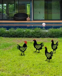 Bytové doplnky a dekorácie Súprava dekoratívnych kovových doplnkov do záhrady Chicken Family 4